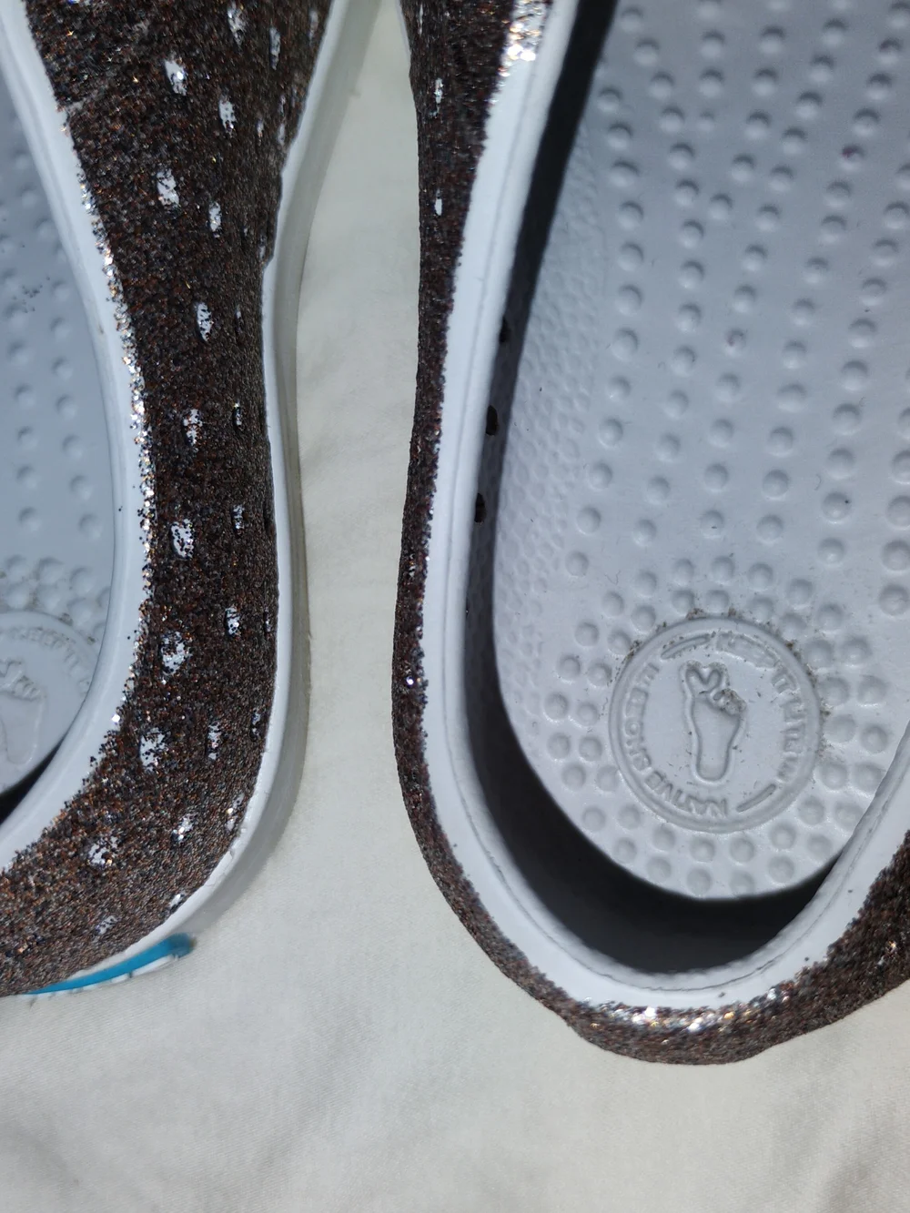 Native Shoes Kids Slip-On Sneakers in Rose Gold Glitter